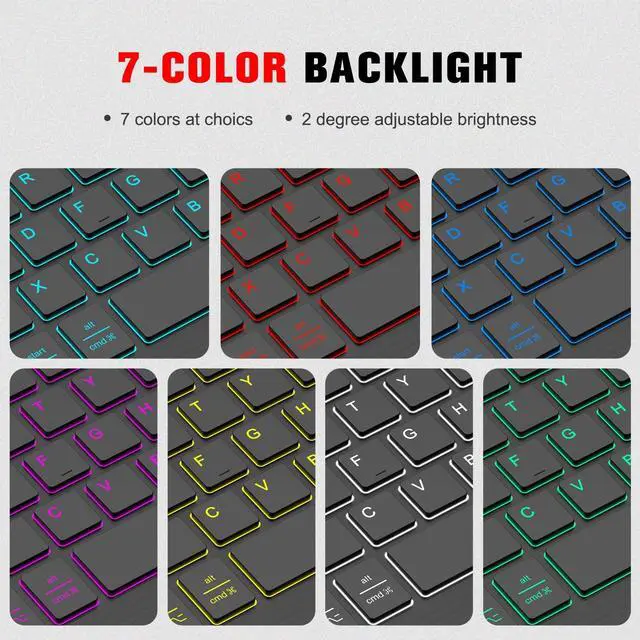 Alt view image 3 of 5 - Fintie Keyboard Case for Samsung Galaxy Tab A9 Plus/A9+ 5G 11 Inch 2023 Model (SM-X210/X216/X218), Slim Stand Cover w/Detachable Wireless Bluetooth Keyboard, 7 Color Backlight, Black