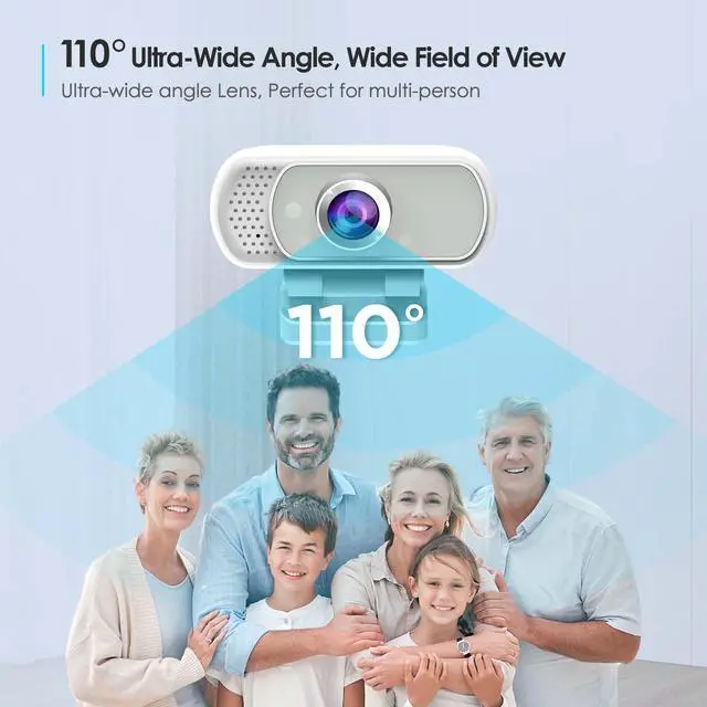 Alt view image 2 of 5 - Webcam with Tripod Privacy Shutter: 1080P FHD Web Camera with Mic, Plug & Play USB A USB C Webcam with Stand, White Wide Angle Noise-Canceling Microphone Compact Web Cam for Online Meeting Classes