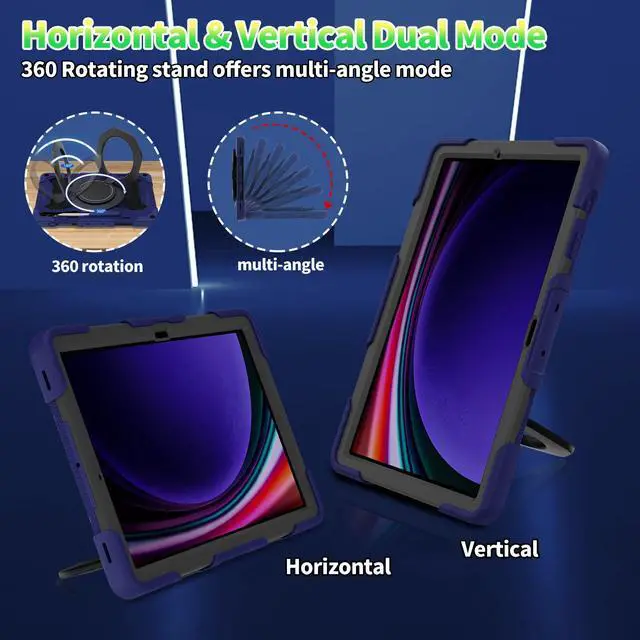 Alt view image 2 of 5 - ROISKIN Case for Samsung Galaxy Tab S10+/S9 FE+/S9+ Plus 12.4" 2023, Heavy Duty Shockproof Protective Case with Screen Protector, Stand, Handle,Shoulder Strap and Pen Holder
