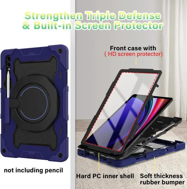 Alt view image 4 of 5 - ROISKIN Case for Samsung Galaxy Tab S10+/S9 FE+/S9+ Plus 12.4" 2023, Heavy Duty Shockproof Protective Case with Screen Protector, Stand, Handle,Shoulder Strap and Pen Holder