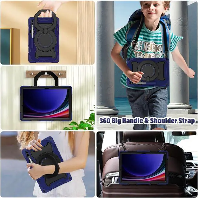 Alt view image 3 of 5 - ROISKIN Case for Samsung Galaxy Tab S10+/S9 FE+/S9+ Plus 12.4" 2023, Heavy Duty Shockproof Protective Case with Screen Protector, Stand, Handle,Shoulder Strap and Pen Holder