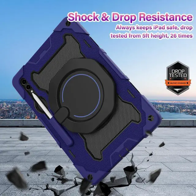 Alt view image 5 of 5 - ROISKIN Case for Samsung Galaxy Tab S10+/S9 FE+/S9+ Plus 12.4" 2023, Heavy Duty Shockproof Protective Case with Screen Protector, Stand, Handle,Shoulder Strap and Pen Holder