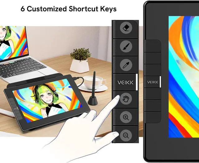 Alt view image 2 of 5 - VEIKK VK1200 11.6 inch Drawing Tablet with Screen, 8192 Levels Pressure Battery-Free Pen, Tilt Function, 6 Shortcut Keys, for Artists, Students, and Beginners