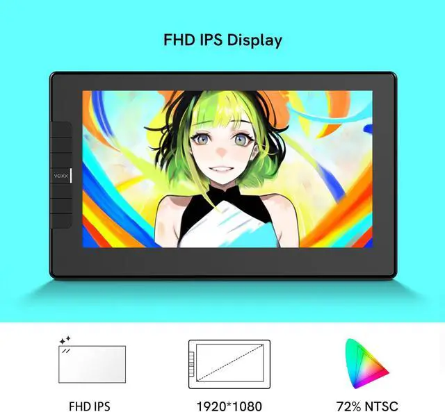 Alt view image 5 of 5 - VEIKK VK1200 11.6 inch Drawing Tablet with Screen, 8192 Levels Pressure Battery-Free Pen, Tilt Function, 6 Shortcut Keys, for Artists, Students, and Beginners