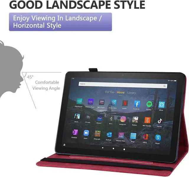 Alt view image 3 of 5 - Dteck for Fire Max 11 (13th Generation) Tablet Case 11" 2023, PU Leather Protective Fold Stand Case with Adjustable Viewing Angles, 4 Card Slots, Cute Butterfly Lightweight Slim Thin Folio Case, Red