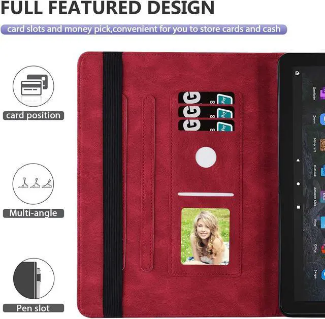 Alt view image 2 of 5 - Dteck for Fire Max 11 (13th Generation) Tablet Case 11" 2023, PU Leather Protective Fold Stand Case with Adjustable Viewing Angles, 4 Card Slots, Cute Butterfly Lightweight Slim Thin Folio Case, Red