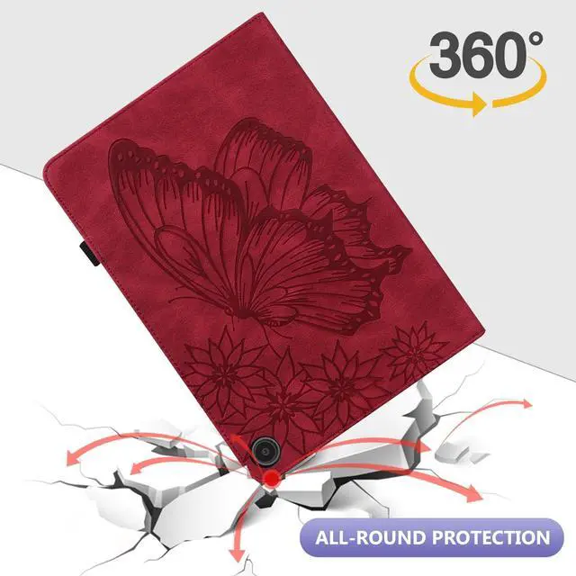 Alt view image 5 of 5 - Dteck for Fire Max 11 (13th Generation) Tablet Case 11" 2023, PU Leather Protective Fold Stand Case with Adjustable Viewing Angles, 4 Card Slots, Cute Butterfly Lightweight Slim Thin Folio Case, Red