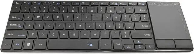 Alt view image 2 of 5 - Rii Wireless Bluetooth Keyboard,Multi Device Rechargeable Keyboard Stainless Steel Ultra Slim Bluetooth Keyboard with Multi-Touch Touchpad,Compatible with PC, Mac, Laptop(2.4G+BT New)
