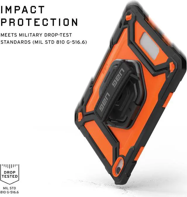 Alt view image 5 of 5 - URBAN ARMOR GEAR UAG Designed for iPad 10.9" 10th Gen 2022 Case w/Built-in Screen Protector, Kickstand, Hand Strap Rugged Transparent Clear Military Grade Protective Cover Plasma Orange/Black