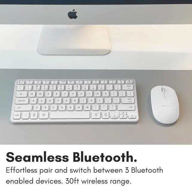 Alt view image 3 of 5 - Macally Compact Bluetooth Keyboard for Mac - Premium Multi Device Connectivity - Compatible Apple Wireless Keyboard for MacBook Pro/Air, iMac, Mac mini, iPad, Laptop, and PC