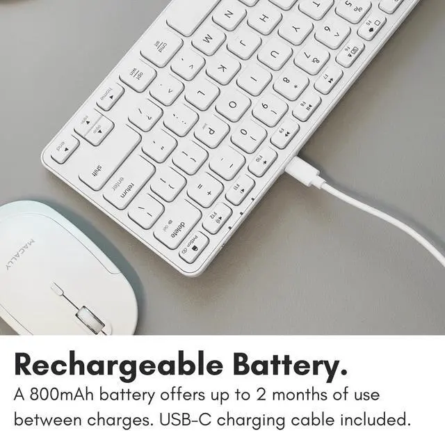 Alt view image 5 of 5 - Macally Compact Bluetooth Keyboard for Mac - Premium Multi Device Connectivity - Compatible Apple Wireless Keyboard for MacBook Pro/Air, iMac, Mac mini, iPad, Laptop, and PC