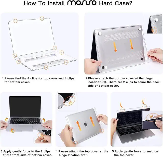 Alt view image 3 of 5 - MOSISO Compatible with MacBook Air 13 inch Case 2018-2020 Rlease A2337 M1 A2179 A1932, Plastic Hard Shell Case&Neoprene Bag Cover with Small Case&Keyboard Cover, Crystal Clear&Black