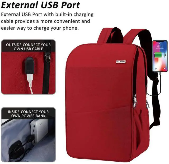 Alt view image 3 of 5 - MAXTOP Deep Storage Laptop Backpack with USB Charging Port[Water Resistant] College School Computer Bookbag Fits 17 Inch Laptop