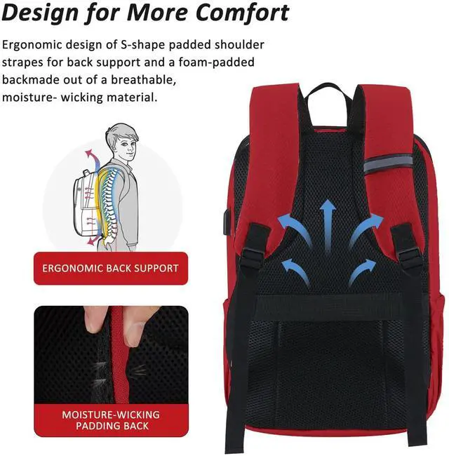 Alt view image 5 of 5 - MAXTOP Deep Storage Laptop Backpack with USB Charging Port[Water Resistant] College School Computer Bookbag Fits 17 Inch Laptop