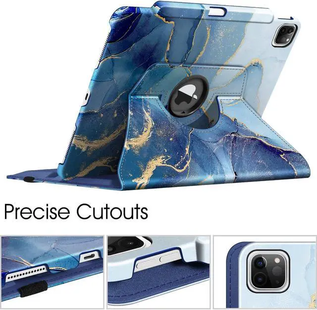 Alt view image 5 of 5 - Fintie Rotating Case for iPad Pro 12.9-inch 6th Generation 2022-360 Degree Swiveling Protective Cover with Pencil Holder, Auto Sleep/Wake, Also Fit iPad Pro 12.9" 5th/4th/3rd Gen, Ocean Marble