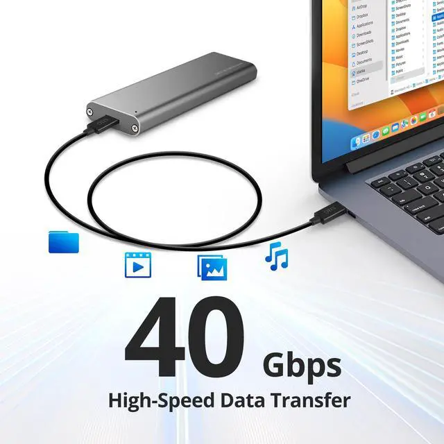 Alt view image 3 of 5 - SIIG Thunderbolt 4 USB-C Cable 2.3ft (0.7M), 8K@60Hz Display, 40Gbps Data Transfer, 240W Charging, Thunderbolt 4 USB C to USB C Cable, Intel Thunderbolt Certified (CB-TB0211-S1)