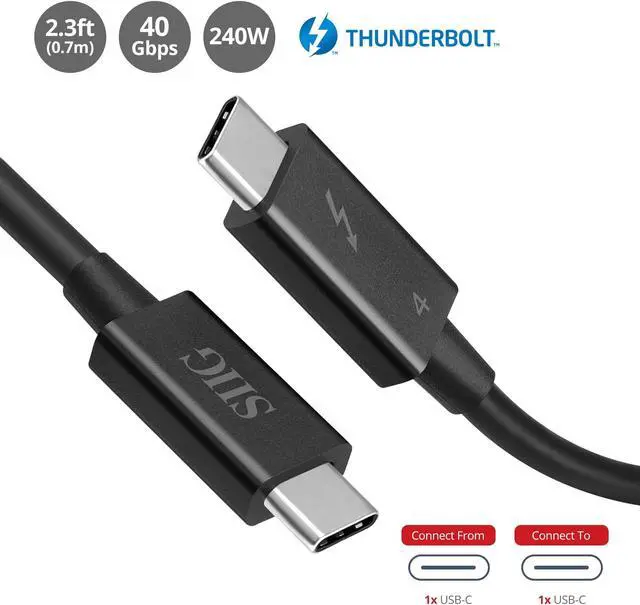Alt view image 2 of 5 - SIIG Thunderbolt 4 USB-C Cable 2.3ft (0.7M), 8K@60Hz Display, 40Gbps Data Transfer, 240W Charging, Thunderbolt 4 USB C to USB C Cable, Intel Thunderbolt Certified (CB-TB0211-S1)