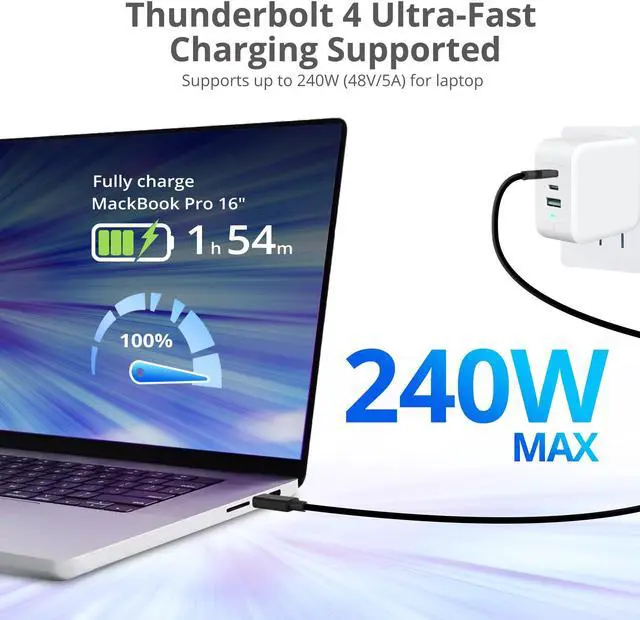 Alt view image 4 of 5 - SIIG Thunderbolt 4 USB-C Cable 2.3ft (0.7M), 8K@60Hz Display, 40Gbps Data Transfer, 240W Charging, Thunderbolt 4 USB C to USB C Cable, Intel Thunderbolt Certified (CB-TB0211-S1)