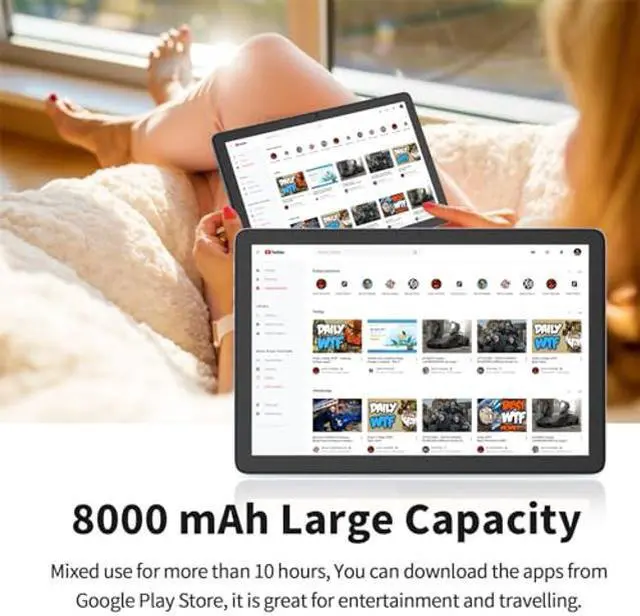 Alt view image 5 of 5 - PRITOM TAB12 10 Inch Android 13 Tablet 5G WiFi, 12GB RAM(6GB Expended), 128GB ROM, 4G SIM Tablet with Octa-Core Processor, 8000mAh, HD IPS, BT, FM, Dual Cameras & Double Box Speakers, Gray
