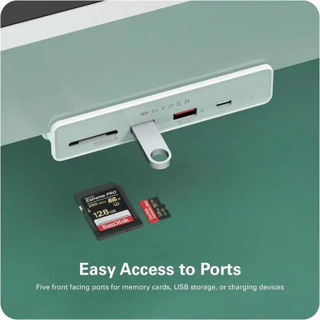 Alt view image 2 of 5 - HyperDrive 6in1 USB Hub Adapter: HDMI 4K60Hz, USB-C 10Gbps, 2 USB-A 10Gbps, SD UHS-I, MicroSD UHS-I for iMac 2021 24 inch
