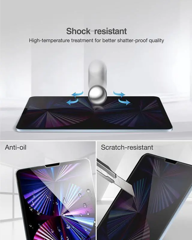 Alt view image 3 of 5 - ProCase iPad Pro 11 Inch Privacy Screen Protector 2021 2020 2018 Bundle Matte Screen Protector for iPad Pro 11 Inch 2021/2020 / 2018