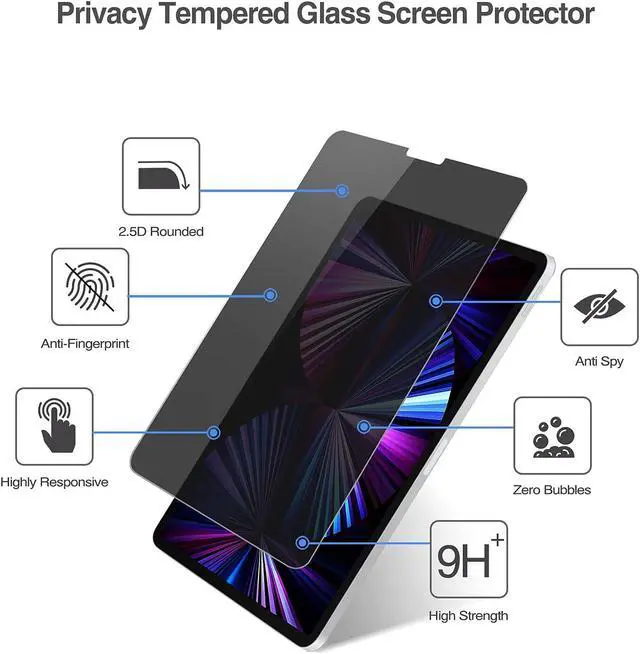 Alt view image 4 of 5 - ProCase iPad Pro 11 Inch Privacy Screen Protector 2021 2020 2018 Bundle Matte Screen Protector for iPad Pro 11 Inch 2021/2020 / 2018