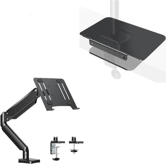 Main image of MOUNTUP Dual Monitor Stand Mount for Glass Desk, with Desk Reinforcement Plate - MOUNTUP Laptop Arm Mount for Desk Holds 3.3-17.6lbs, Single Laptop Computer Desk Mount for 13-17 Inch Notebook Fully Ad