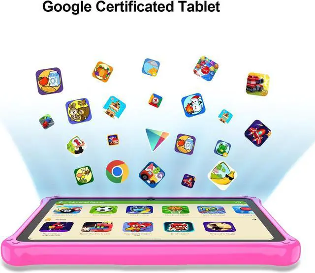 Alt view image 3 of 5 - PRITOM Lanyard Kids Tablet 7 inch, 32GB Toddler Tablet Android 13 with WiFi, Dual Camera, Education, Games, Kids Software Pre-Installed, Parental Control, Pink