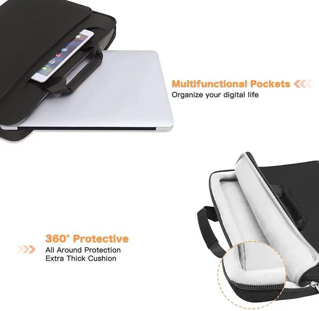 Alt view image 2 of 5 - MOSISO 360 Protective Laptop Shoulder Bag Compatible with MacBook Air 15 M4 A3241 M3 A3114 M2 A2941/Pro 16 inch M4 M3 M2 M1, 15-15.6 inch Notebook,Matching Color Sleeve with Belt, Black