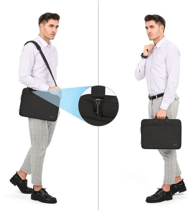 Alt view image 5 of 5 - MOSISO 360 Protective Laptop Shoulder Bag Compatible with MacBook Air 15 M4 A3241 M3 A3114 M2 A2941/Pro 16 inch M4 M3 M2 M1, 15-15.6 inch Notebook,Matching Color Sleeve with Belt, Black