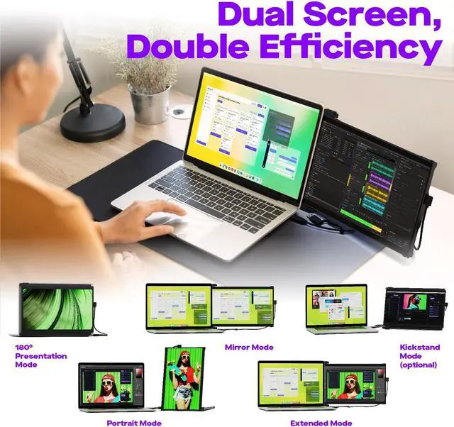 Alt view image 5 of 5 - New Nexus 14.1" FHD 1080P Laptop Screen Extender, USB C/USB A/HDMI Plug and Play Laptop Monitor, IPS Ultra Slim Portable Monitor for 14"-17" Laptops, Compatible with Windows/macOS/Android/Switch
