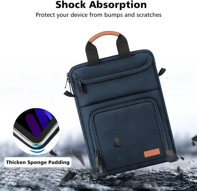 Alt view image 5 of 5 - MoKo 9-11 Inch Tablet Sleeve Bag - Carrying Case Fits iPad Air, Pro 11, Tab S8/S9, with Shoulder Strap, Handle and Pockets, Indigo