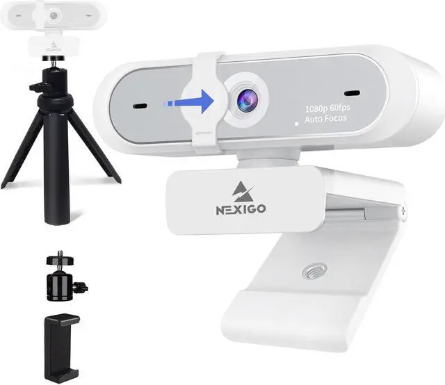 Main image of NexiGo 1080P Webcam Kits, N660P (Gen 2) 1080P 60FPS Webcam with Software Control, Dual Microphone & Cover, Autofocus, Lightweight Mini Tripod, for OBS/Zoom/Skype/FaceTime/Teams/Twitch