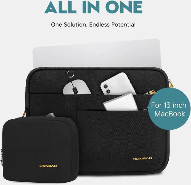 Alt view image 3 of 5 - Omnpak for 13.6 inch MacBook Air Case Sleeve Compatible with MacBook Air 13.6 M4/M3/M2/M1,MacBook Pro 13-14 inch,Recycled PET Laptop Carrying Case with Handle and Accessory Pocket