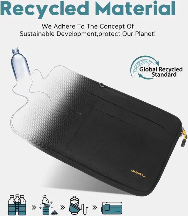 Alt view image 2 of 5 - Omnpak for 13.6 inch MacBook Air Case Sleeve Compatible with MacBook Air 13.6 M4/M3/M2/M1,MacBook Pro 13-14 inch,Recycled PET Laptop Carrying Case with Handle and Accessory Pocket