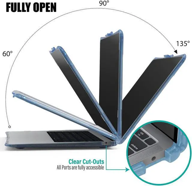 Alt view image 5 of 5 - IBENZER Hexpact Compatible with MacBook Air 13 Inch Case 2022 2021 2020 M1 A2337 A2179 A1932, Heavy Duty Protective Case with Screen Lock for Mac Air 13 with Touch ID, Serenity Blue, AT13-SRL