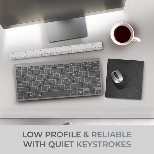 Alt view image 5 of 5 - Adesso EasyTouch 7000 Multi OS Multi-Device Bluetooth Scissor Switch Keyboard with Copilot AI Hotkey - Wireless, Rechargeable, Quiet Keystrokes WKB-7000BB