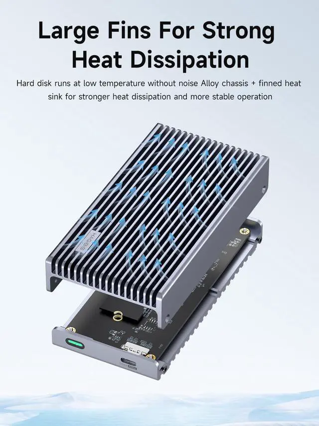 Alt view image 3 of 5 - Hagibis 40Gbps M.2 NVMe Enclosure, USB4 SSD Enclosure with LED Display USB4 Cable, PCIe3.0x4 Aluminum USB C External Solid State Drive Case, B&M+M Key 2230/2242/2260/2280 for Thunderbolt 5/4/3