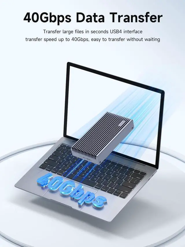 Alt view image 2 of 5 - Hagibis 40Gbps M.2 NVMe Enclosure, USB4 SSD Enclosure with LED Display USB4 Cable, PCIe3.0x4 Aluminum USB C External Solid State Drive Case, B&M+M Key 2230/2242/2260/2280 for Thunderbolt 5/4/3