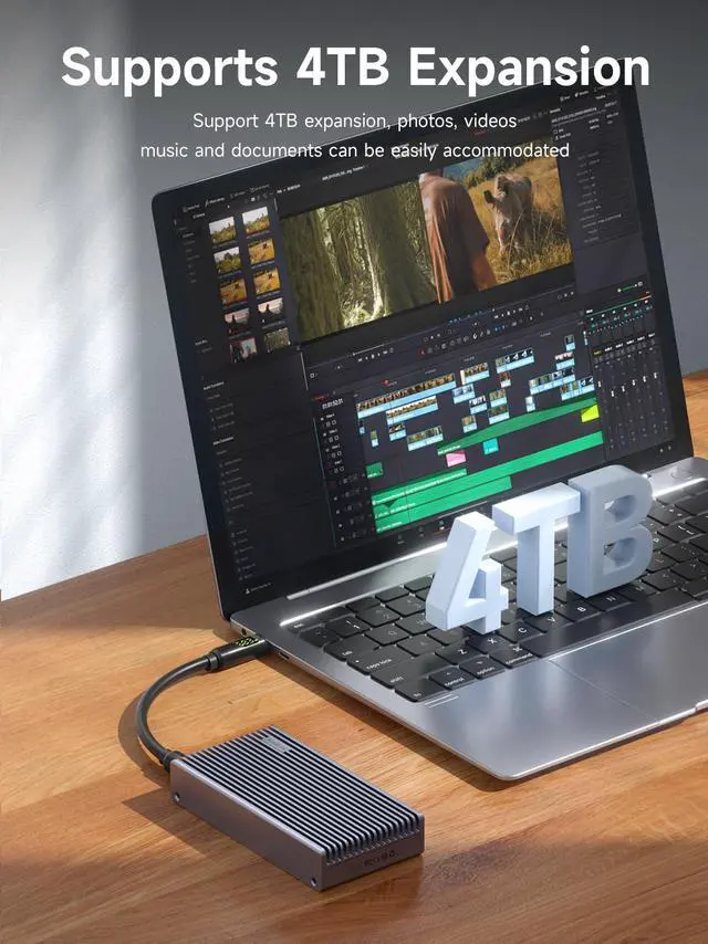 Alt view image 5 of 5 - Hagibis 40Gbps M.2 NVMe Enclosure, USB4 SSD Enclosure with LED Display USB4 Cable, PCIe3.0x4 Aluminum USB C External Solid State Drive Case, B&M+M Key 2230/2242/2260/2280 for Thunderbolt 5/4/3