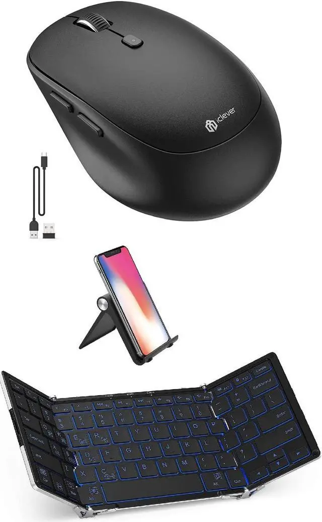 Main image of iClever BK05 Bluetooth Keyboard with 3-Color Backlight, Bluetooth 5.1 Multi-Device Foldable Keyboard with Aluminum Alloy Base for iOS Windows Android Tablets, Smartphones, Laptops, PC and More