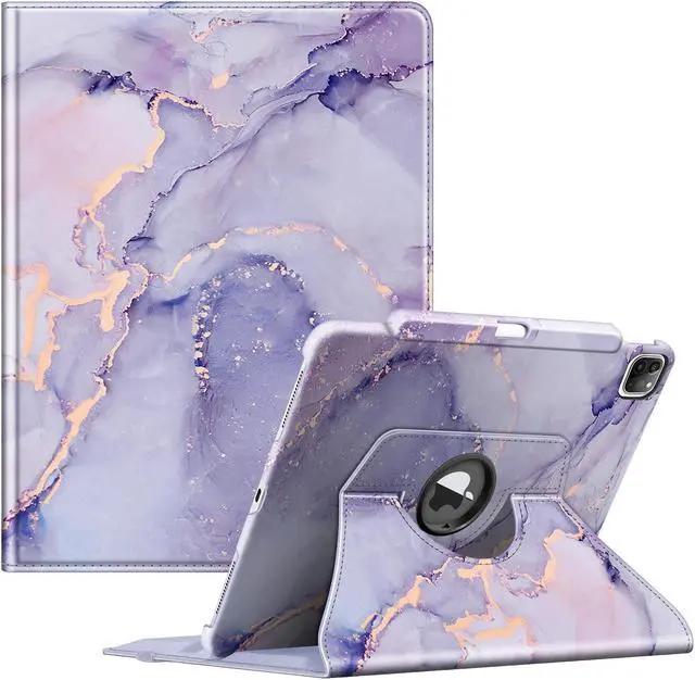 Main image of Fintie Rotating Case for iPad Pro 12.9-inch 6th Generation 2022-360 Degree Swiveling Protective Cover with Pencil Holder, Auto Sleep/Wake, Also Fit iPad Pro 12.9" 5th/4th/3rd Gen, Lilac Marble