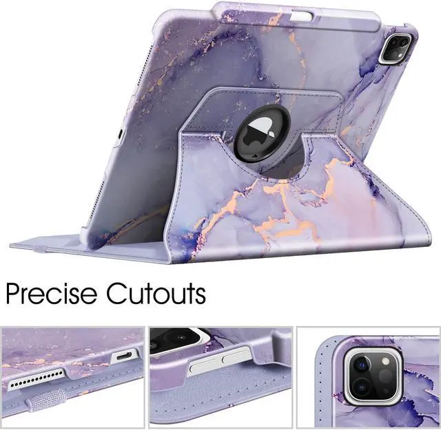 Alt view image 5 of 5 - Fintie Rotating Case for iPad Pro 12.9-inch 6th Generation 2022-360 Degree Swiveling Protective Cover with Pencil Holder, Auto Sleep/Wake, Also Fit iPad Pro 12.9" 5th/4th/3rd Gen, Lilac Marble