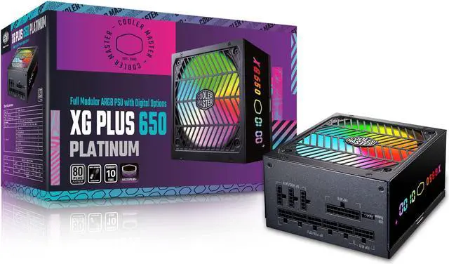 Main image of Cooler Master XG650 Plus Platinum ARGB Fully Modular, 650W, Built-in Information Display Panel, ARGB 135mm Silent Fan, Intel ATX 12V Ver 2.53, 100% Japanese Capacitors (MPG-6501-AFBAP-XUS)