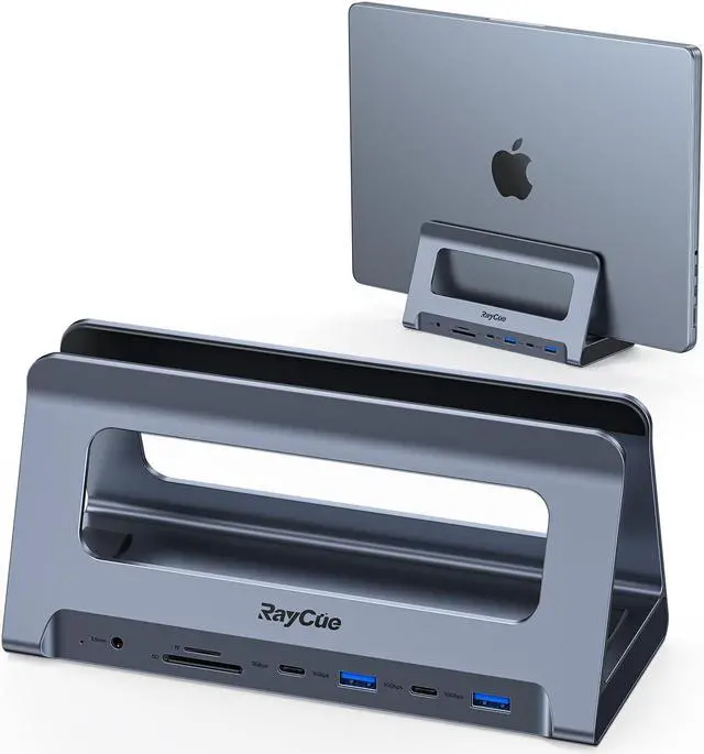 Main image of RayCue USB-C Docking Station for MacBook Pro/Air, Dual HDMI, USB-C Dock with 10Gbps, PD3.0, RJ45, 2xUSB 3.0, 2xUSB 2.0, SD/TF, Audio