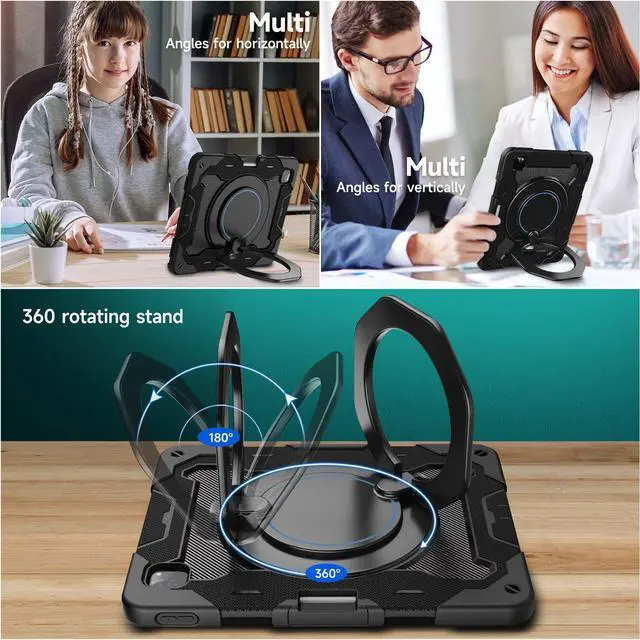 Alt view image 3 of 5 - ROISKIN for iPad Pro 12.9 inch Case (6th/5th/4th/3rd generation)with Screen Protector for Kids, 360 Kickstand,Handle, Pencil Holder,Shoulder Strap[15ft Drop Protection]Heavy Duty Rugged 12.9 iPad Case