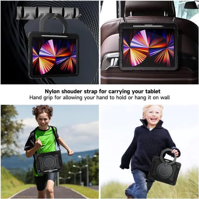 Alt view image 5 of 5 - ROISKIN for iPad Pro 12.9 inch Case (6th/5th/4th/3rd generation)with Screen Protector for Kids, 360 Kickstand,Handle, Pencil Holder,Shoulder Strap[15ft Drop Protection]Heavy Duty Rugged 12.9 iPad Case