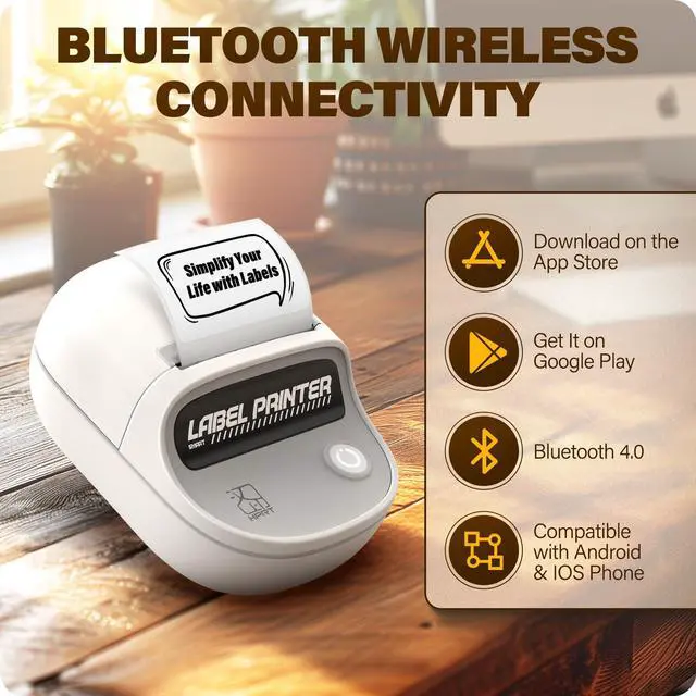 Alt view image 2 of 5 - HPRT T20 Label Printer, 2 Inch Portable Inkless Bluetooth Label Maker for Small Business, Address, Logo, Barcode, Clothing, Sticker Printer with Automatic Label Recognition