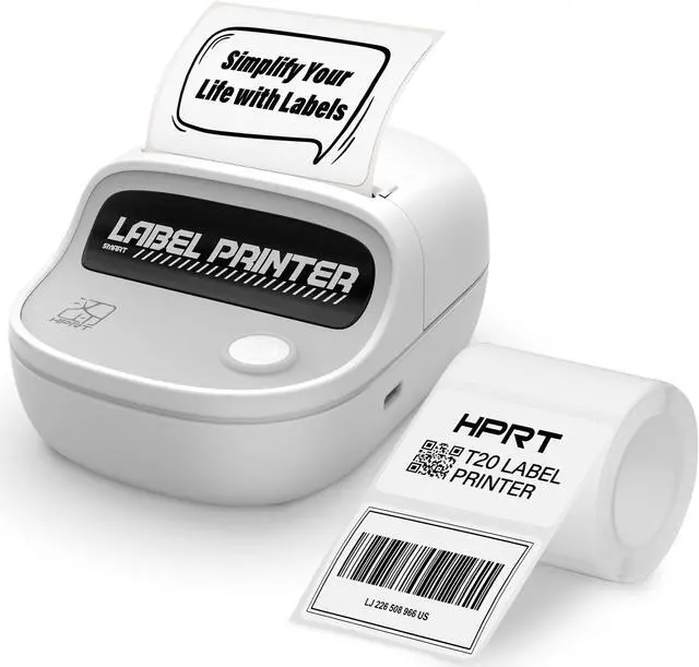 Main image of HPRT T20 Label Printer, 2 Inch Portable Inkless Bluetooth Label Maker for Small Business, Address, Logo, Barcode, Clothing, Sticker Printer with Automatic Label Recognition