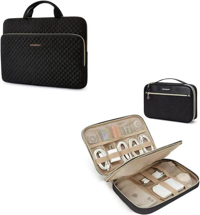 Main image of BAGSMART Laptop Sleeve Case, 13.3 inch Laptop Carrying Case with Travel Electronic Organizer Case, Cord Organizer Storage Bag for Women